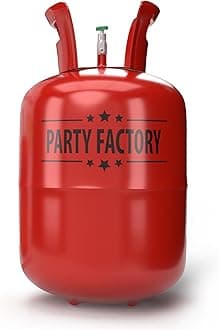 Party Factory – Helium Tank - 200 liters for up to 30 assorted balloons (latex, LED & foil) – Party birthday decoration disposable gas cylinder – bendable filling valve – For decorative occasions