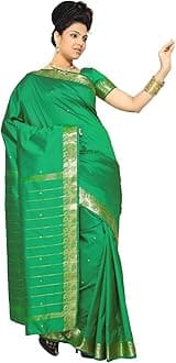 Sanskruti IndiaWomens Indian Ethnic Traditional Banarasi Art Silk Saree Sari Wrap Fabric Dress Drape