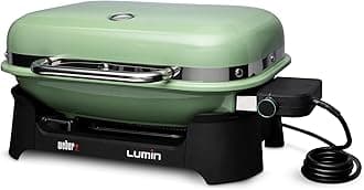 Weber Lumin Portable Outdoor Electric Barbecue Grill for Small Spaces and Travel, Seafoam Green