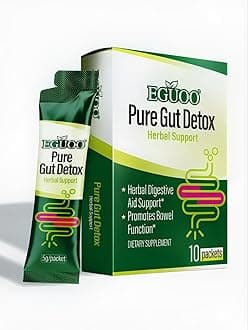 Pure Gut Detox Powder – Bloating & Digestive Support | 10 Sachets Colon Cleanse with 2,456mg Prebiotics, DigeZyme® Enzymes & Senna | Supports Regularity for Women & Men