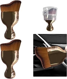 Ziciner2 PCS Car Detailing Brush, Curved Soft Bristles Auto Removal Dust Collectors, Universal Vehicle Dashboard, Air Conditioner Vents etc Interior Cleaning Tool Accessory (Rose Golden)