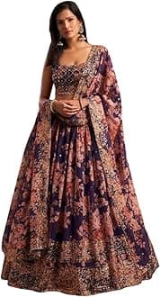 Indian Bollywood Stylish Designer Ready to Wear Lehenga Choli Party Wear Pakistani Beautiful Choli (PERPLE, L), Large