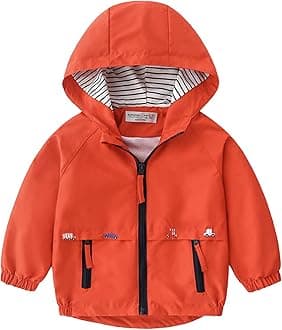 Volunboy Toddler Boys Windbreaker Casual Outerwear Kids Lightweight Zip Hooded Jacket Baby Cute Dust Coat