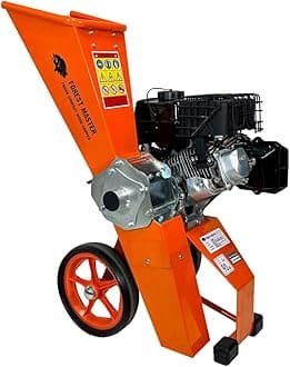 Forest Master FM6DDES-MUL Petrol Wood Chipper Shredder with Electric Start and Spare Blades - 6HP Self-Feeding Mulcher for 50mm Branches - Ideal for Garden Waste