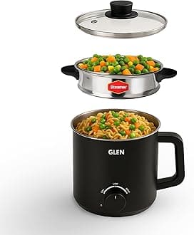 Multicooker Electric Kettle Multipurpose 1.5 Litre, 600W, with Steamer, Cook, Boil & Steam, Egg Boiler, Auto Shut-off, 2 Heat Settings -Silver & Black (9016)