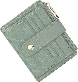 BTNEEUMen Women Leather Credit Card Holder RFID Blocking Slim Leather Wallet, Minimalist Card Holder Small Wallet with Coin Pocket, Thin Front Pocket Wallets with 9 Card Slots