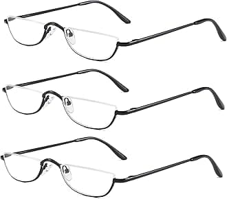 DBEFTLI Half Frame Reading Glasses - Half Moon Readers with Spring Hinge for Women Men