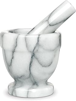HIC Kitchen Harold Import Co Mortar and Pestle Set, 5.75 x 5.75 x 2.25 inches, Marble