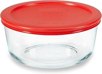 Pyrex Simply Store Glass Food Storage Container, Snug Fit Non-Toxic Plastic BPA-Free Lids, Freezer Dishwasher Microwave Safe, 4 Cup