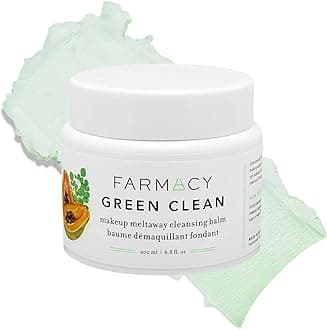 Farmacy Makeup Remover Cleansing Balm - Green Clean Waterproof Makeup Remover Balm + Oil Cleanser for Face - Gently Melts Make Up + SPF - Hydrates + Softens Skin with Super Greens + Papaya (200ml)