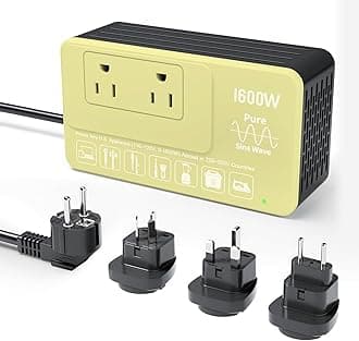 220V to 110V Voltage Converter, Power Any American Appliance Overseas - 1600W Pure Sine Wave, Plug & Play, Voltage Converter US to Europe, Step Down Transformer Power Adapter for International Travel