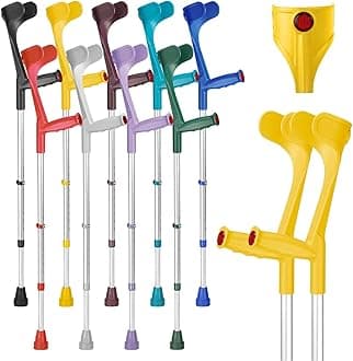 Ossenberg Classic Open Cuff Ergonomic Grip Elbow Crutches – Yellow – Pair | Lightweight Height Adjustable Economy Comfort Coloured Forearm Crutches for Adults Men & Women Mobility and Walking Aids