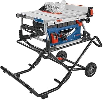 GTS15-10 10 Inch Portable Jobsite Table Saw with Gravity-Rise Wheeled Stand, 15 Amp, 32-1/8 Inch Rip Capacity, 4 HP