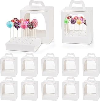 Nicunom 12 Pack Cake Pop Boxes, 18 Holes Cakes Pop Holder Cake Pops Packaging Boxes Gift Cakes Pop Stand Portable Lollipop Display Carriers for Wedding Birthday Baby Shower Party