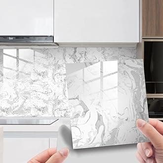 Marble Tile Stickers Vintage Floor Wall Decal Sticker Adhesive Tile Art DIY Kitchen Bathroom Backsplash Home Decor PVC Waterproof Oil Proof New 8x8 Inches 20pc