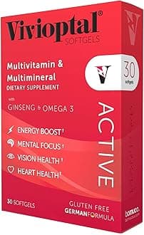 Vivioptal Active 30 Softgels - Multivitamin & Multimineral Supplement - Ginseng & Omega 3