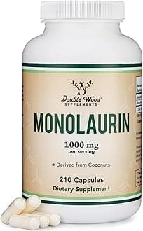Double Wood Supplements Monolaurin 1,000mg per Serving, 210 Capsules (Vegan Safe, Non-GMO, Gluten Free, Made in The USA) Immune Health Support