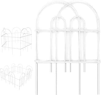 Amagabeli Garden HomeDecorative Fence 24 in x 35 ft Rustproof White Iron Landscape Wire Folding Fencing Ornamental Panel Border Fence Edge Section Edging Patio Flower Bed Fencing Outdoor Fenc