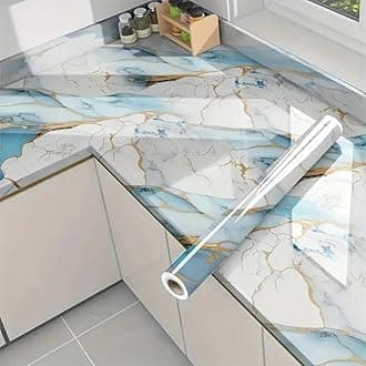 JB'S LAND Marble Waterproof Oil Proof Wall Paper Furniture Kitchen, Cabinets,...