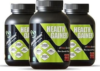 Ayurvedic Weight Gainer Supplement Powder for Men & Women - Increase Stamina, Muscle Mass Bulk & Overall Wellness | Natural Protein & Carbs | Health Gainer | High Calories - 200gm Pack 3