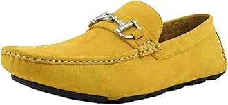 Walken Men's Casual Slip-On Loafers, Driving Moccasin Shoes for Men with Silver Buckle, Available in Plush Microfiber and PU Leather