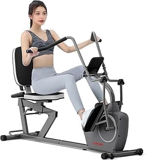 VANSWE Recumbent Elliptical Cross Trainer – Full-Body Low-Impact Recumbent Exercise Bike with Bluetooth App, Magnetic Resistance, Quiet Belt Drive for Seniors & Home Rehab