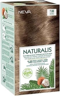 NEVA Naturalis Permanent Hair Dye Set, Vegan,100% Gray Coverage, Organic, No Harmful Chemicals, GMO-Free, Long-Lasting Shine - SAND BLONDE - 7.08