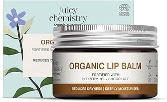Juicy Chemistry Peppermint & Chocolate Organic Lip Balm, 5 g | Enriched with Cocoa Butter, Jojoba & Apricot Oil to Smooth and Soften Dry, Chapped & Sensitive Lips | Lip Balm For Women & Men, Cruelty
