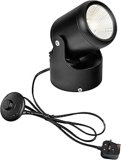5 Wattage LED Accent Uplight with Plug-in Foot Control On Off Switch， Handheld Sized Portable Spot Light, Black