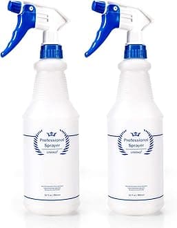 Plastic Spray Bottle 2 Pack, 32 Oz, All-Purpose Heavy Duty Spraying Bottles Leak Proof Mist Empty Water Sprayer for Cleaning Solution, Essential Oils, Hair, Planting with Adjustable Nozzle - Blue