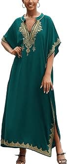 Long Kaftan Bohemian Kimono Beach Swimsuit Cover Up Maxi Dress for Women