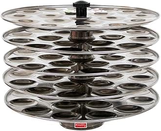 Hazel Mini Idli plate (5 Plate)- 18 Idlies per plate,Stainless Steel,Silver