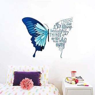 Decal O Decal' Blue Butterfly with Motivational Quotes ' Wall Stickers (Pack of 4, Blue Butterfly with Motivational Quotes)