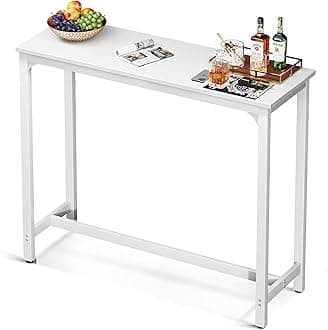 47 inch Bar Table, Bar Height Pub Table, Counter Height Bar Table, Rectangular High Top Kitchen & Dining Counter Tables with Sturdy Legs & Easy-to-Clean Top, Indoor use, White