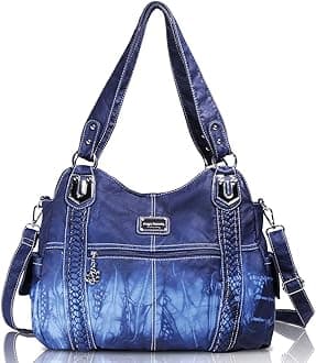 Angel Barcelo Hobo Fashion Handbags Women Spacious Shoulder Bags Washed Leather Shoulder Bag