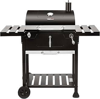 Royal Gourmet CD1824EN 24-Inch Movable Charcoal Grill with Foldable Side Tables, Outdoor Barbecue Grill with 490 Sq. In. Cooking Area for Outdoor Picnic and Camping Grilling, Black