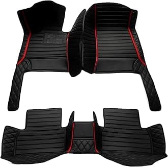 Customized car Floor mats -Suitable for 99% of Cars, SUVs, and Trucks - car Pads to Protect Vehicle Interior Floor Accessories (Double Splicing red Line)