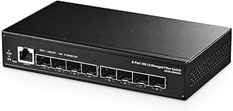 Binardat 8 Port 10 Gigabit SFP+ Managed Switch, Support 1G/10G SFP+ Module, 160Gbps Bandwidth, Web/CLI L3 Managed, Metal Fanless Fiber Desktop Network Switch