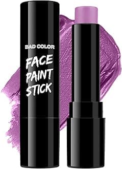 BADCOLOR Light Purple Face Paint Stick, Cream Lavender Periwinkle Eye Black, Sweatproof Waterproof for Sports Violet Lilac Halloween SFX Ursula Cosplay Costume Makeup
