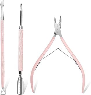Makartt Cuticle Cutter with Pusher and Nipper - 3 Pcs Cuticle Remover Tool Set, Professional Stainless Steel Trimmer Clipper for Fingernails and Toenails Manicure Pedicure Tool