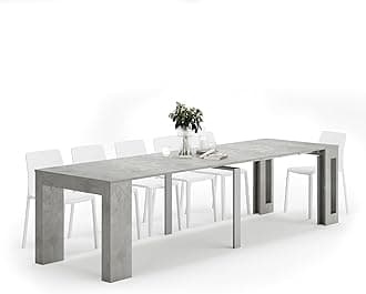 Mobili Fiver, Easy, Extendable Console Table with Extension Leaves Holder, 17.7(120.1) x35.4 in, Concrete Effect, Grey, Made in Italy