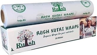 Rush Premium 50 Mtr Nutri Wrap Food Wrapping Paper with Sealing Sticker, Non-Sticky Butter Paper for Roti Use as Parchment for baking cake or roti clothes wrap