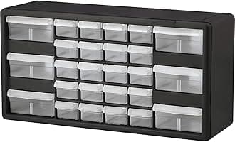 Akro-Mils 10126 26-Drawer Plastic Drawer Storage Cabinet for Garage Organization, Lego Storage, Teacher Toolbox, Makeup Organizer, and More, 50.8 cm W x 15.24 cm D x 25.4 cm H, Black