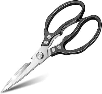 Kitchen Scissors, Multi-Purpose Kitchen Shears, Heavy Duty Dishwasher Safe Food Scissors, Non Slip Stainless Steel Sharp Cooking Scissors (Black)