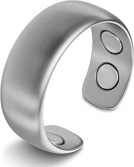 - MagnetRX® Magnetic Ring - Elegant Stainless Steel Ring - Magnet Rings for Men (Brushed Silver | Size: 8)
