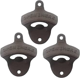 Rustic Cast Iron Bottle Opener Wall Mounted Beer Cap Opener Vintage Open Here (Pack of 3)
