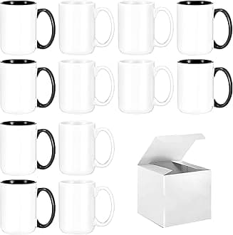 Sublimation Mugs 15 oz Set of 12 Bulk Coffee Mugs with Box Sublimation Blanks Tazas Para Sublimar Coffee Cups 6 White and 6 Black