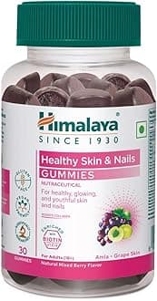 Himalaya Skin & Nail Health Gummies | Pack Of 30 | For Healthy, Glowing, Youthful Skin & Nails | With 5 Essential Vitamins|Gelatin-Free Fruit Based Gummies | 100% Vegetarian