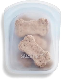 Premium Silicone Reusable Food Storage Pocket Bag, Clear, Microwave, Sous Vide, Dishwasher, Oven and Freezer Safe, BPA Free, Leak-free, Eco-friendly, 4 Oz