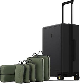 LEVEL8 Carry on Luggage Airline Approved, Small Carry on Suitcases with Wheels, Lightweight Hardside Textured Luggage for Travel, Tsa Approved, 20-Inch, Black